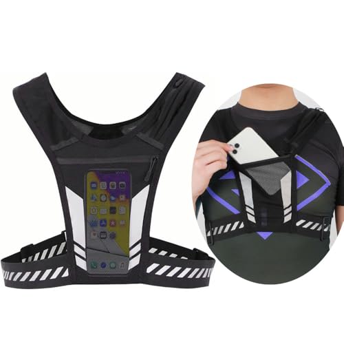 Changyeah Chaleco para correr, ligero, reflectante, bolsillo para teléfono móvil, bolsillo ligero para teléfono móvil, bolsillo para teléfono móvil, chaleco de hidratación para correr, correr