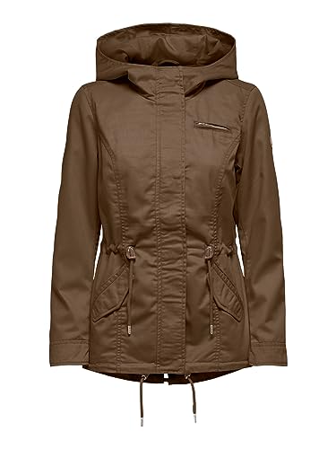 ONLY Damen Übergangs-Jacke ONLLorca Canvas Parka mit Kapuze 15216452,...