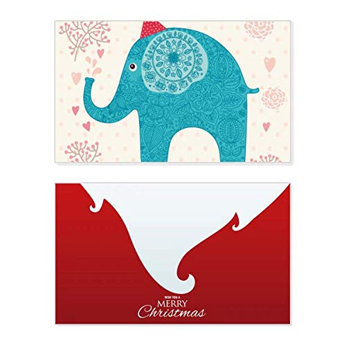 Carte de Noël vintage éléphant bleu Red Hat pour décorer la table