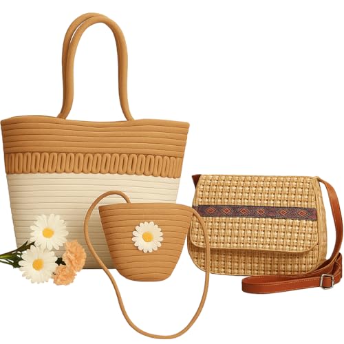 Handmade Jute Crossbody Bag with Daisy Embroidery – Eco-Friendly Summer Shoulder Bag – Boho Casual Tote for Women