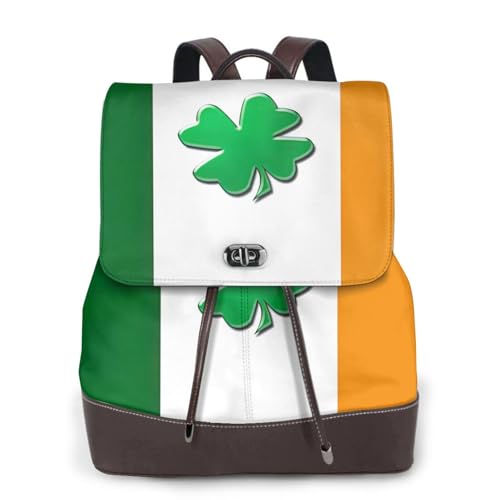 Sac à dos en cuir pour femme drapeau irlandais résistant et logeable