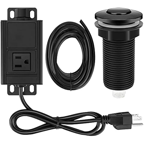 ROMECH Garbage Disposal Air Switch Kit, Sink Top Air Push Button for Waste Disposer, Safe for Wet Hands Food and Waste Disposals up to 2HP (Black) Cover