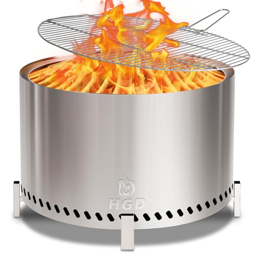 HGD 27.8 Smokeless Fire Pit with Stand & Grill