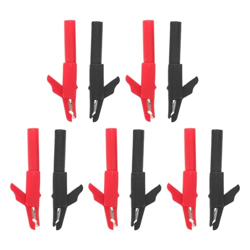 ARTSEWPLY 10 Piezas Pinzas de Cocodrilo Aisladas para Pruebas Eléctricas Clips de Seguridad con Resistencia Voltaje Conectores Banana Kit de Sondas para Multímetro y Medidor de Pinza Rojo y