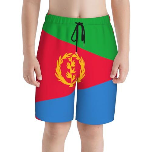 Eritrean Flag Youth Beach Pants, Soft and Breathable, with Drawstring Waist, Suitable for Sports and Leisure.3