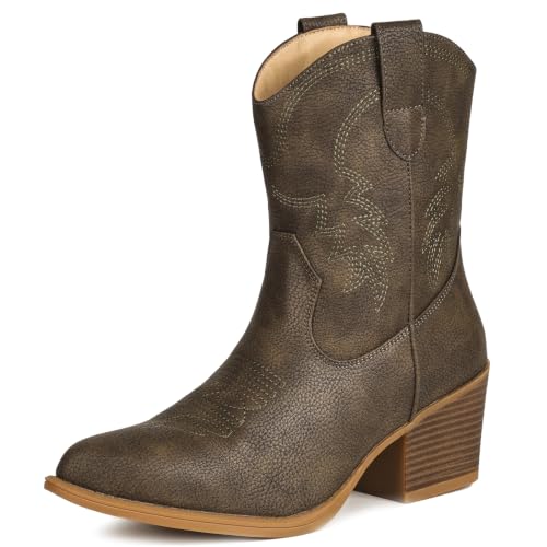 Image of IXU Cowboy Boots for Women Ankle Cowgirl Wide Western Short Booties