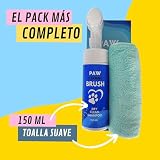 Easytech Hundepfotenreiniger, 150 ml, Geschenkhandtuch, Trockenschaumbürste, kein Wasser oder Spülen erforderlich, entfernt Schmutz und Bakterien, umweltfreundlich, reinigt die Pfoten