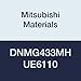 Mitsubishi Materials DNMG433MH UE6110 CVD Coated Carbide DN Type Negative Turning Insert with Hole, Rhombic 55?, 0.5" IC, 0.187" Thick, 0.047" Corner Radius, MH Breaker (Pack of 10)
