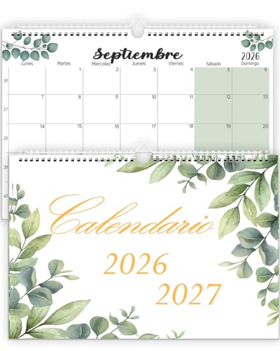 Qupuce Calendario 2026 2027 Pared Enero 2026 - Junio 2027 | Planificador Mensual A4 | calendario nevera | Organizador Familiar para Casa Oficina Escolar (Calendario pared 2026)