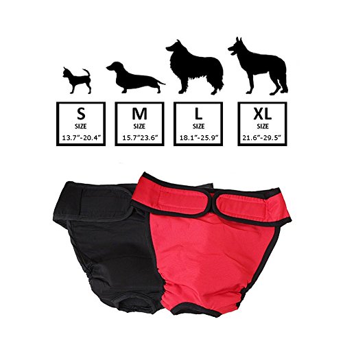 Nacoco 2 Pack Female Dog Diapers For Small Medium And Large Dogs, Adjustable And Leakproof Doggie Sanitary Panties, The Harassment Of Pants And Safety Pants, Black&Red (Xl) #TOP4