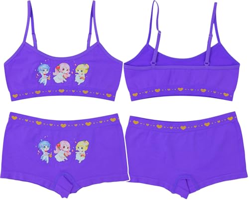 Image of ToBeInStyle Girl Pack of 6 Set Spaghetti Strap Training Bras & Boyshorts Bikinis