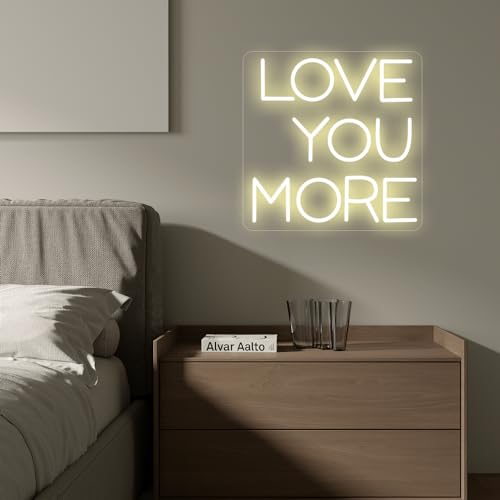 Image of Neon Sign Wedding Love You More, Large Led Neon Light For Wall Decor, Custom Warm White Light Wedding Birthday Gift For Kids, USB Operated Neon Wall Art (11.8x11.8in)