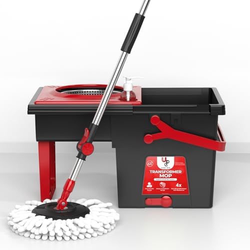 Image of UPC Spin Mop for Home Cleaning Floor | 360 Rotating Stainless Steel Spin Mop Stick with Bucket | Easy Spin Moppers for Cleaning Floor - Wet & Dry Use
