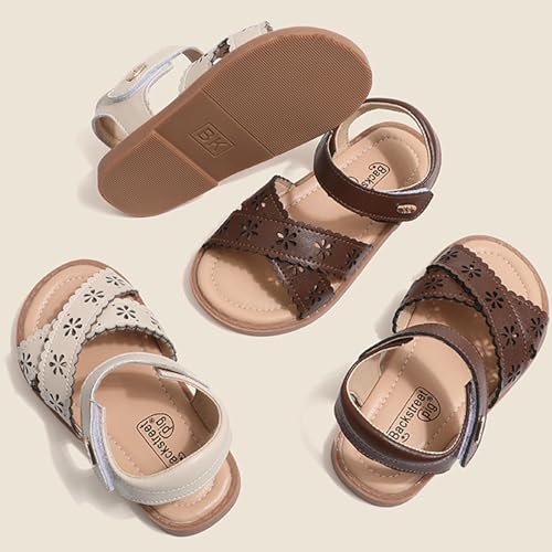 Toddlers Little Girls Ankle Strap Hook&Loop Open-Toe Hollow-Out Dress Summer Shoes Closed Toe Sandals3