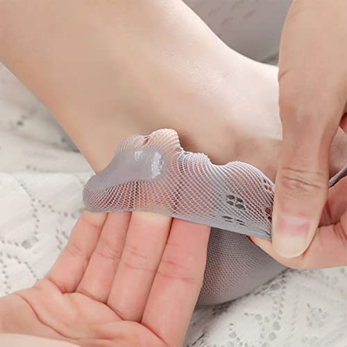 Verdancy 3 Pairs Toe Socks No Show Low Cut Socks For Women Summer Yoga Lace Liner Socks With Non-Slip Heel Grip Breathable (3 Pairs Of Gray Floral) #TOP3