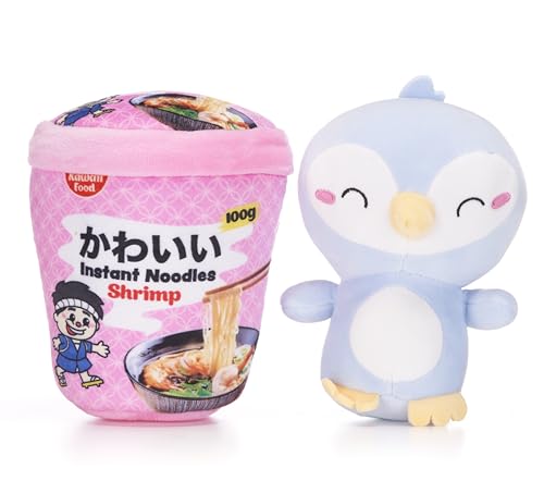 Kawaii Kuties 6.5” / 17cm Penguin Plush in a Ramen Noodle Pot Soft Toy