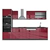 Vicco-Mueble-de-Cocina-R-Line-Burdeos-Brillo-IntensoAntracita-300-cm-con-Armario-Alto-sin-encimera