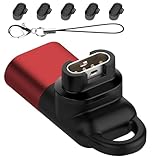 Garmin(ガーミン)用変換アダプター（1個） L型Type-C対応 + 防塵プラグ 充電ポート用（5個）TPU素材 スマートウオッチ変換アダプター ガーミン用 変換アダプター USB Type C 変換アダプター Garmin用 スマートウォッチ 充電ケーブル 急速充電器 vivosmart5/ForeAthlete55/venu sq2/venu2/Fenixシリーズに対応(レッド)