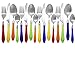 Unique Brilliant Colored Mix & Match Cutlery and Silverware with Translucent Handles set of 16 pieces, Rainbow Flag Colorful Cutlery Assortment