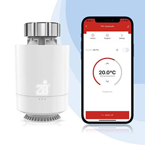 Etersky Termostato inteligente Wi-Fi, válvula termostática radiador, termostato aquecimento Bluetooth, cabeça termostática programável, controlo de aplicação, ecrã LED, M30 * 1,5 mm, controlo de grupo (1 P)