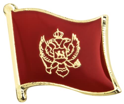 Montenegro Flag Lapel Pin – 1.9 x 1.6 cm Enamel Badge – Double-Headed Eagle Coat of Arms Brooch – Red and Gold National Pride Accessory