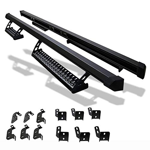 Running Boards Compatible with 2007-2018 Jeep Wrangler JK 4Door, Offroad Style Steel Side Step Bar Nerf Bar Black by IKON MOTORSPORTS, 2008 2009 2010 2011 2012 2013 2014 2015 2016