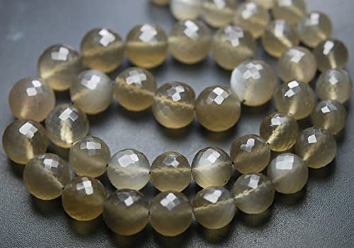 Pierre de lune grise facettée perles rondes haut de gamme 9-11mm pour bijoux