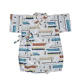 [こどもじかん] 甚平 ベビー ロンパース 男の子 グレコ 子供 キッズ 赤ちゃん じんべい じんべえ 花火大会祭り 夕涼み会 コットン 日本製 生地 虫 パジャマ 部屋着 海外土産 子供用 おしゃれ XYZ(北欧列車グレー 70cm)