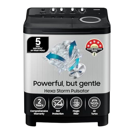 Samsung 8 kg, 5 star, Semi-Automatic Top Load Washing Machine (WT80C4200GG/TL, Air Turbo Drying, Light Gray, 2023 Model)