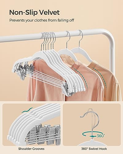 image for SONGMICS 50-Pack Pants Hangers, 16.7-Inch Long Velvet Hangers with Adj