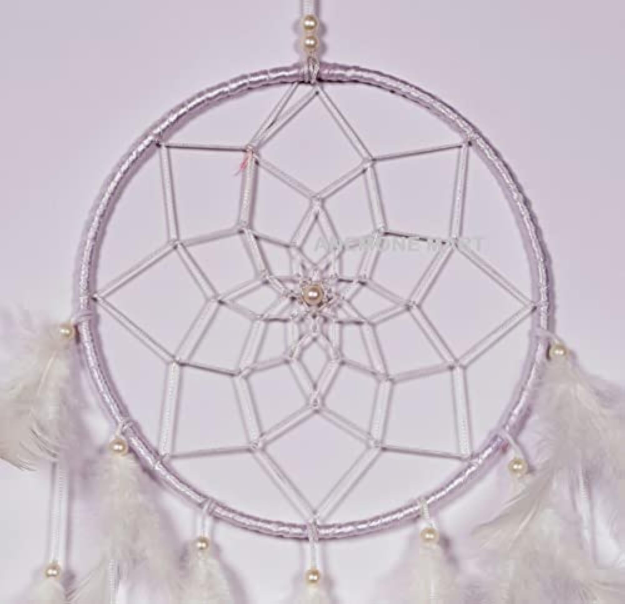 Dream Catcher White Colour 6 inch Ring Size Natural Feather