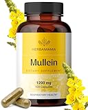 HERBAMAMA Mullein Leaf Extract for Lungs - 1200 mg Mullein Leaf for Lung Support - Herbal Respiratory Supplements - Vegan, Non-GMO, 50-Day Supply