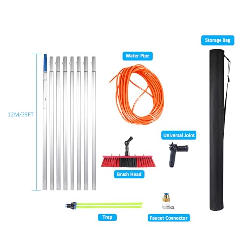 Brosse de nettoyage pour panneaux solaires avec perche télescopique 12m et tête 35cm - 8