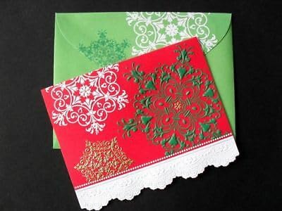 Image of Poster Foundry Christmas Holiday Fancy Snowflakes Boxed Note Cards by Carol Wilson. 10 embossed 4x5 Die-Cut Notecards and Matching Envelopes in Decorative Gift Box with Velcro Flap. NCPX2397