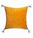 Atmosphera Kissen, Abnehmbarer Bezug, Velours, Ockerfarben, mit Stickerei und Bommeln, 40 x 40 cm