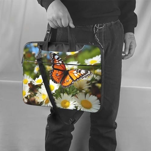 Maletín para laptop con diseño de mariposa y margarita miniatura 2