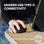 Perixx PERIMICE-222CB2 Wired USB-C Mouse - Reliable 60cm USB-C Cable for Laptop or Tablet - Quiet Click - Black