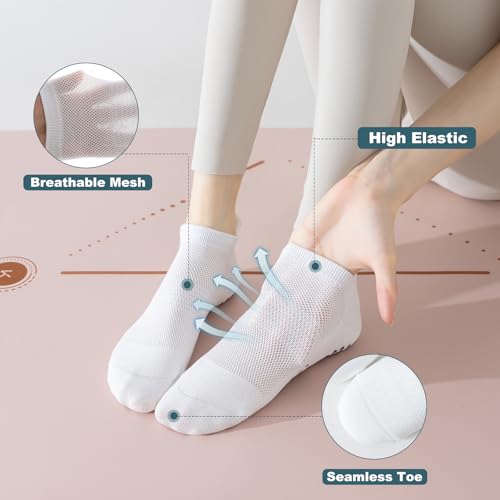 Image of BISOUSOX Pilates Socks with Grips for Women, Anti Slip Grippy Yoga Barre Socks, Full Sole Sticky Reformer Workout Sock