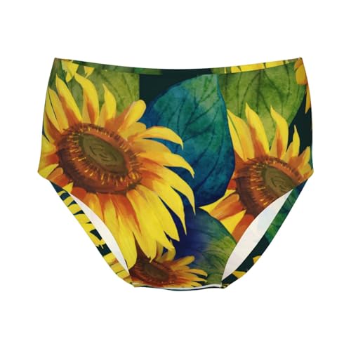 Yellow Sunflowers Girls' Underwear Soft Cotton Little Girls Panties Comfort Briefs