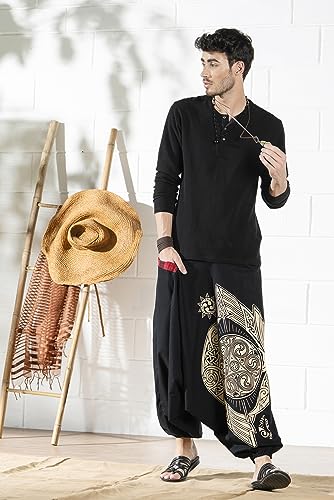 Image of The Veshti Company Printed Harem Pants for Men's Cotton Hippie Style Baggy Boho Yoga Pajama Pant with Pocket