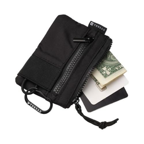 Thread Wallets Pouch Wallet – Compact Zip Wallet with Clear ID Window, Coin & Card Pockets, and Key Stash – Lightweight Rip-Stop Travel Wallet for Men & Women (Black)3