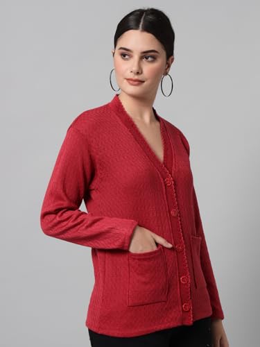 Image of eWools Women's winterwear Woolen Solid Sweater with Pockets Cardigans (with Pockets)
