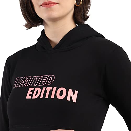Image of PINACOLADA Women's Cotton Solid Printed Sweatshirt with Hoodie, Regular Fit for Casual Wear Full Sleeve Sweatshirt Crafted with Comfort Fit and High-Performance for Everyday Wear