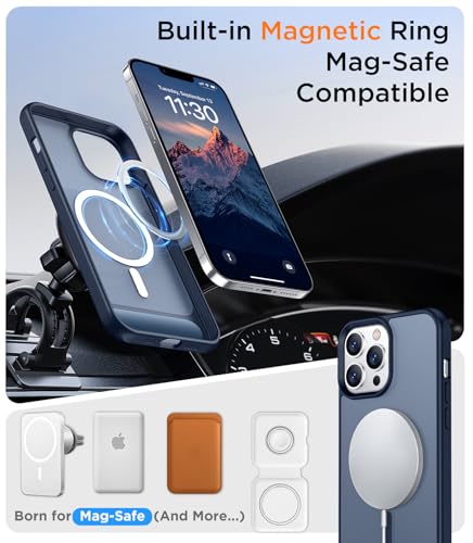 Image of Magnetic Compatible with iPhone 13 Pro Case, [Built-in Invisible Kickstand][Compatible with MagSafe] [Military Grade Shockproof] Slim Translucent Matte Phone Case for iPhone 13 Pro 6.1 inch