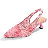 Elegant Lace Kitten Heels for Women - Slingback...