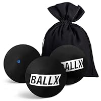 BallX® Squash Bälle Blauer Punkt XS2000 [3ER Set] - Squashbälle extra Schnell für Anfänger - Ball mit Wettkampfgröße - Langlebige Squashspiel Bälle mit Baumwollsäckchen - Squashball Set - Squash Ball