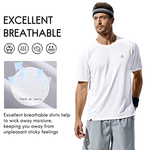 Haimont Workout Shirts For Men-Short Sleeve Quick Dry Athletic Shirts, Breathable Polyester Running T-Shirts, White, Xl #TOP1