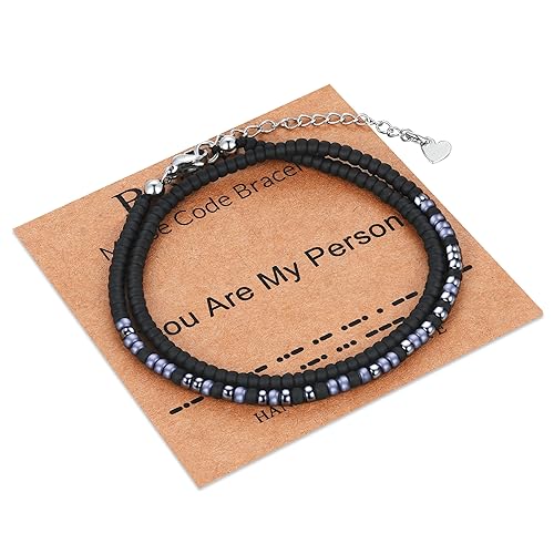 Image of Btysun Inspirational Morse Code Bracelets for Women Men Teen Girl Gifts Best Friend Birthday Gifts for Him Her Adjustable Layered Secret Message Sister Bff Girfriend Sister Christmas Jewelry