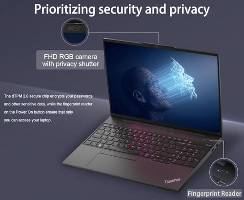 Image of Lenovo ThinkPad E16, 16 inch FHD+ Laptop, Ryzen 7 7735U, 16GB DDR5, 512GB SSD | Business PC, Anti-Glare, > Ultra 7 155U, Rapid Charge, Numeric Keypad, Backlit, Fingerprint, FHD Webcam, Ethernet, Win 11 Pro