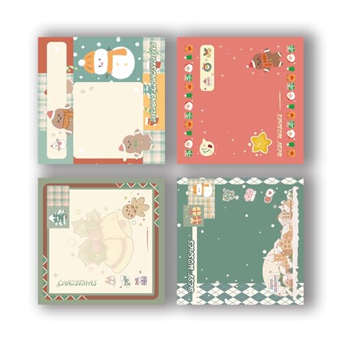 Christmas Pattern Theme Design Christmas Sticky Note Selves Adhesive Write Pad Removable for Journaling Office School Colorful O